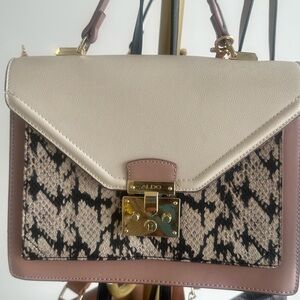 Aldo Cream and Brown Satchel